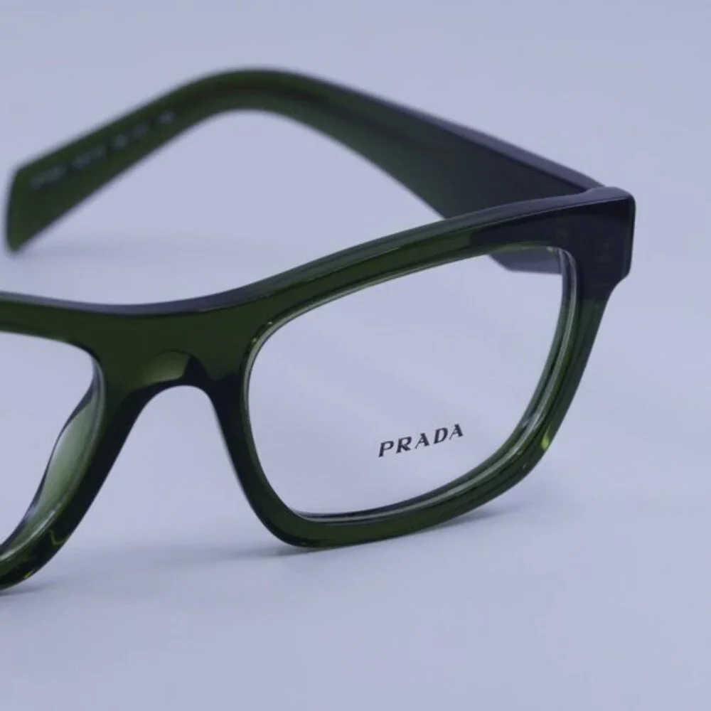 Prada PRB01V 19Z1O1 Eyeglasses Transparent Bottle Green 54mm Cat Eye Frame - Picture 4 of 10